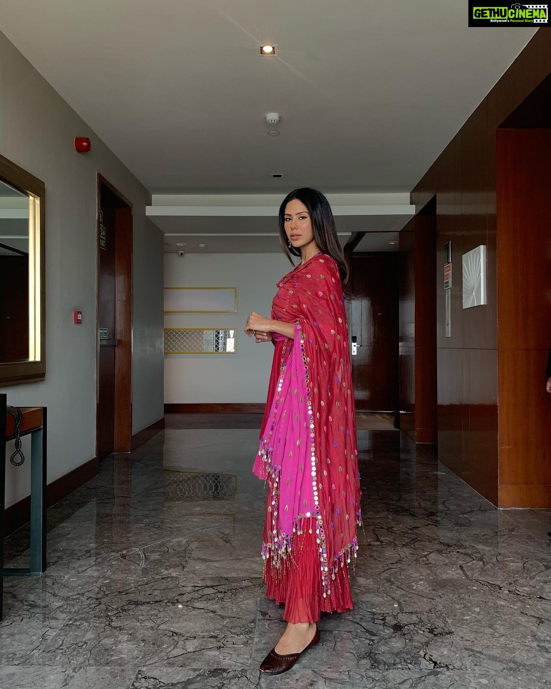 Sonam Bajwa Instagram - One of the looks from Ardab Mutiyaran Promotions... Outfit @sonamluthria Ring @silverstreakstore Earrings @hyperbole_accessories Styled by @rochelledsa @anishagandhi3