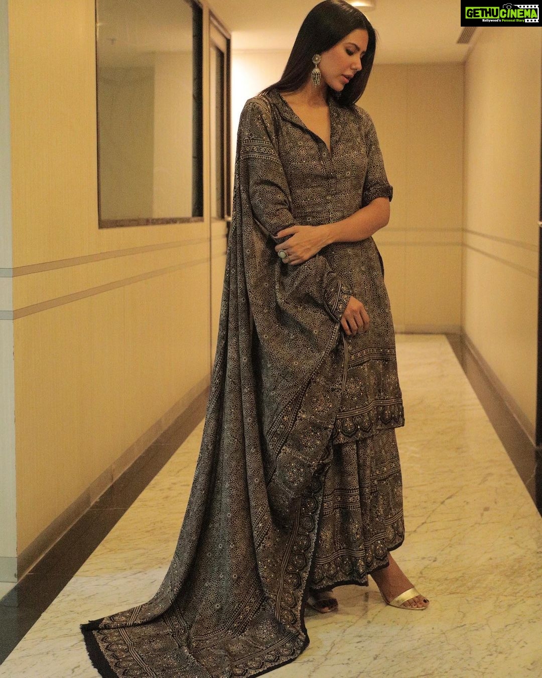 Sonam Bajwa Instagram - From last night’s look Wearing @ybq.designstudios Jewellery @amrapalijewels Makeup @coco_ballucci Hair @harry_bajwa1234 #ardabmutiyaran #18Oct