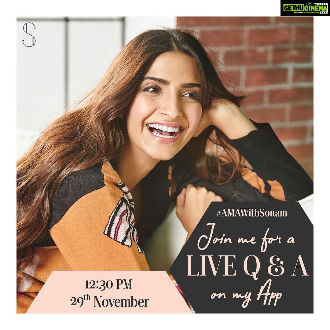 Sonam Kapoor Instagram - Have a question you’d like to ask me? I’ll be doing a live Q&A session this Thursday to answer all those questions! Can’t wait to hear what you guys have to say, see you all there. (Link in my bio)