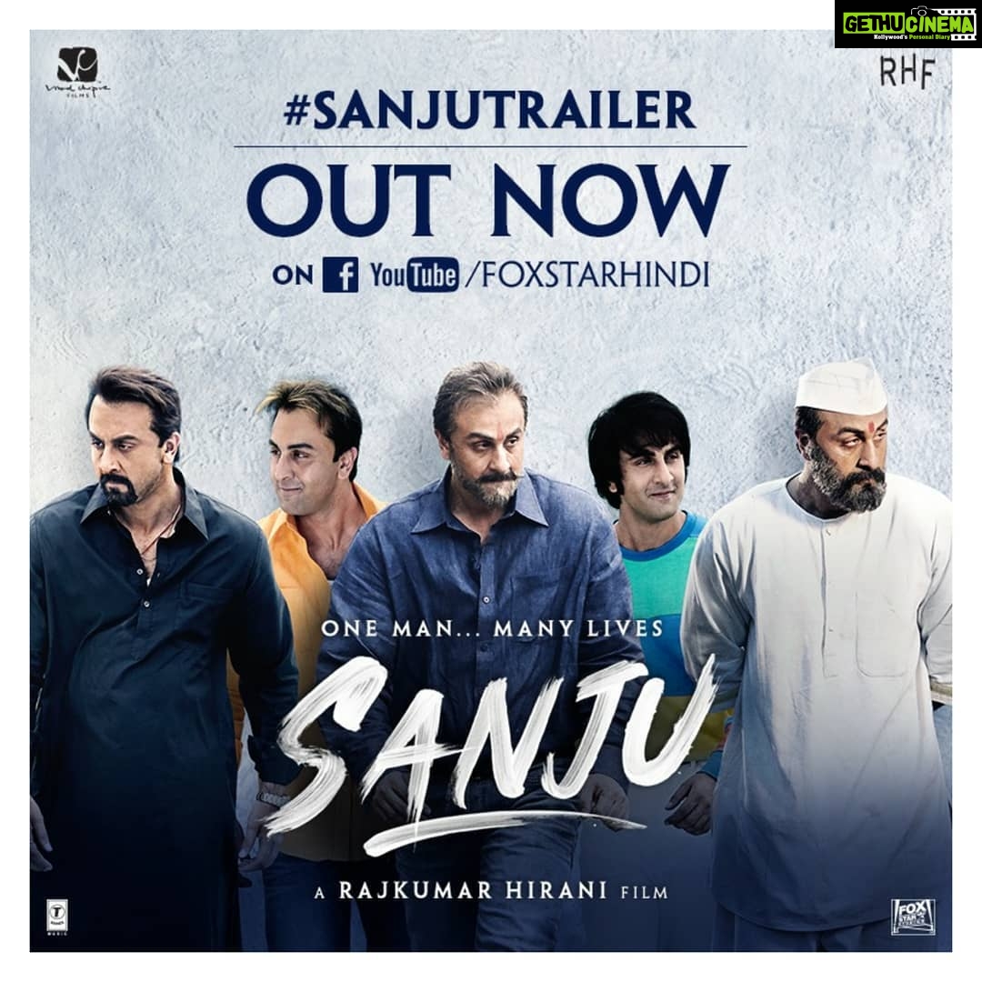 Sonam Kapoor Instagram - The official #SanjuTrailer is out and it’ll leave you speechless! Watch it here –http://bit.ly/Sanju-OfficialTrailer #RanbirKapoor @Hirani.rajkumar #RajkumarHiraniFilms @foxstarhindi #VVCFilms
