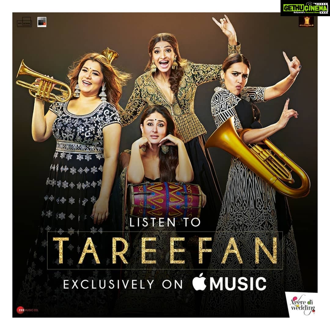 Sonam Kapoor Instagram - World off. Volume up. The FIRST single from @vdwthefilm is OUT! Hear it first on @applemusic and show it some #Tareefan: http://apple.co/tareefan #KareenaKapoorKhan @reallyswara @shikhatalsania @badboyshah @farahkhankunder @qaranx @zeemusiccompany @rheakapoor @ektaravikapoor @nikhildwivedi25 @balajimotionpictures @saffron_bm