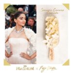 Sonam Kapoor Instagram - Is it possible for a dress to look so good that you want to eat it up!? I guess it is, when my friend @PoojaDhingra is involved. Just look at how she's been inspired by this @RalphandRusso dress I wore to the Cannes festival, to craft this scrumptious @Magnum ice-cream! Yum! #MagnumXPoojaDhingra #TakePleasureSeriously #SonamsCannesCascade
