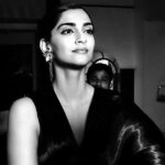 Sonam Kapoor Instagram – Thank you @anaitashroffadajania for tagging me.. I love this black and white picture . It represents my love for India and Indian creativity. I was proud to wear @rimzim__ for my press meet in Cannes.