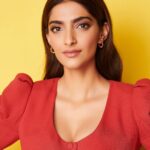 Sonam Kapoor Instagram - 🌶+🍋 Day 2 #TheZoyaFactor In @ulyana_sergeenko_moscow Bag: @ulyana_sergeenko_moscow Shoes: @prada Earrings: @thelinehq Rings: @gehnajewellers1 & @anmoljewellers Styled by :@rheakapoor Assisted by: @manishamelwani @vani2790 @sanyakapoor Hair by: @alpakhimani Makeup: @artinayar Photographs: @thehousepfpixels Managed by: @neeha7