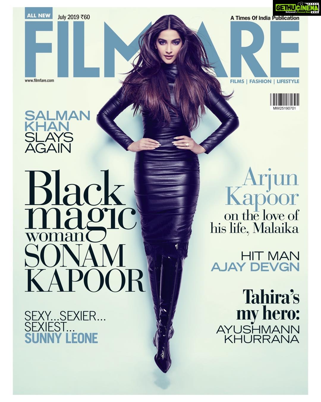 Sonam Kapoor Instagram - I love this cover!!!! For @filmfare styled for the first time by the adorable @mohitrai in @tomford and @oscartiye 💄 by @artinayar 💇♀️ by @bbhiral shot by the amazing Suresh Natrajan
