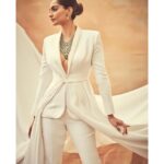 Sonam Kapoor Instagram - The French Riviera suits me.. In a custom @ralphandrusso couture tuxedo Jewellery by @chopard 👠 by @jimmychoo Styled by @rheakapoor Assisted by @manishamelwani & @vani2790 Hair by @bbhiral Make up by @artinayar 📸: @thehouseofpixels #chopardparfums #festivaldecannes #cannes2019 #SonamAtCannes