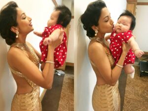 Srinidhi Ramesh Shetty Instagram - Cuteness overloaded - Look at that cuteness... One look at her and your entire day will be worth it.. ❤ #3months #Megan #cannotletgo #babylover ❤