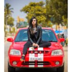 Sruthi Hariharan Instagram - Yea.. thats right . It's red hot 😎 The car . . Styled by @bapatshweta Styling assitant @shashwatichandrashekar Make up by @shivugowda2011 Hair by @makeuphairbyvinyasahippla Photography by @raaghavphotography