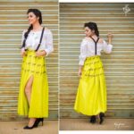 Sruthi Hariharan Instagram - The suspenders revolution 😊 Top from @riraancouture Skirt by @shloka_sudhakar Styled by : @bapatshweta Styling assistant : @snehagajula007 Assisted by : @shashwatichandrashekar Make up by : @shivugowda2011 Photography by : @raaghav_rp @raaghavphotography #zebras #braids #flourescent #hashtagitup #lotofwaystostyle