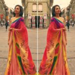 Sruthi Hariharan Instagram - Strutting around the city of Bern in a saree, lip syncing to a song from the film, and shooting in those busy streets against some gorgeous backdrops was quite a crazy experience... The challenge was to regain composure and desperately try and look sane after every cut, lest the live audience of foreign chokras and chokris wrote us off as a crazy bunch of people ... 🤡 Don't get me wrong ... it's fun and I enjoy performing it as much as most of you enjoy watching it ☺️ Saree designed by @thashwini_prakash Make up by the irreplaceable @shivugowda2011 PS: Audio release of #Taarak on 17th of this month :)