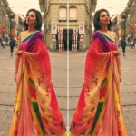 Sruthi Hariharan Instagram - Strutting around the city of Bern in a saree, lip syncing to a song from the film, and shooting in those busy streets against some gorgeous backdrops was quite a crazy experience... The challenge was to regain composure and desperately try and look sane after every cut, lest the live audience of foreign chokras and chokris wrote us off as a crazy bunch of people ... 🤡 Don't get me wrong ... it's fun and I enjoy performing it as much as most of you enjoy watching it ☺️ Saree designed by @thashwini_prakash Make up by the irreplaceable @shivugowda2011 PS: Audio release of #Taarak on 17th of this month :)
