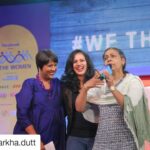 Sruthi Hariharan Instagram – When you get to meet women as inspiring as @barkha.dutt, well…. you do your secret little happy dance that hope still exists in the world … But when women like her say good things about you and mommy dearest.. well you put it in your pocket and never wash that pocket again 🙂
#wethewomen 
#Repost @barkha.dutt (@get_repost)
・・・
At our @wethewomenasia in Bangalore it was lovely to meet and hear the brave @sruthi_hariharan22 on one year of #MeToo. But am sure she would agree with me that the show stopper was her mother, who emerged from the audience to tell all women to never give up and “use your most beautiful weapon – your chappal”. I loved her #WeTheWomen .