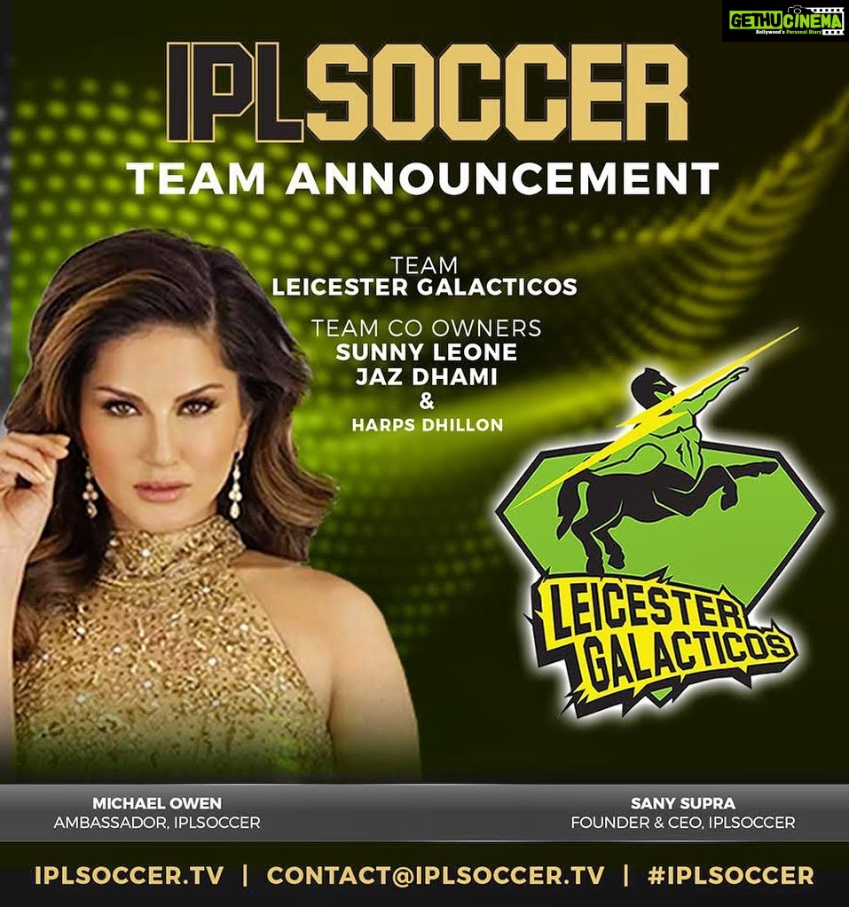 Sunny Leone Instagram - So excited to share that I am now the proud co-owner of the @iplsoccer team Leicester Galacticos !! June 2020 we are all set to take over the UK. This has been a long life dream and still cannot believe it has finally happened. Work hard for what you believe and want in life !!! Hustle !!!! @dirrty99 @themichaelowen @thejazdhami @sanysupra #IPLSoccer Sunny Leone
