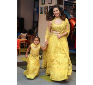 Sunny Leone Instagram - Thank you @reetiarneja for making matching Diwali outfits for our whole family! Means so much to have this moment captured like this! 
Accessories: @curiocottagejewelry
Styled by @hitendrakapopara
Styling Asst @shiks_gupta25 & @sameerkatariya92