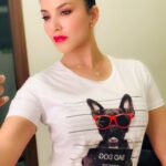 Sunny Leone Instagram – It’s a doggy dog world! Love this cutie Tee by @mad.glam thanks @hitendrakapopara for finding this one!!
I am just in 😍 with gorgeous #WildCherry by @starstruckbysl on my lips