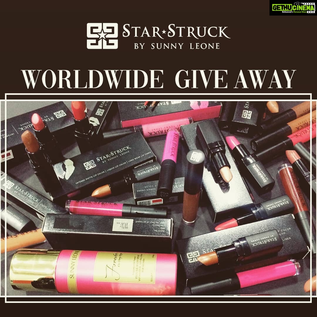 Sunny Leone Instagram - SURPRISE! Want to have a good start to 2019? 😍🤩 ⠀⠀⠀⠀⠀⠀⠀⠀ One lucky winner will win these gorgeous goodies: 📌StarStruck Lipsticks in 14 shades. 📌StarStruck Liquid Lip Colors in 10 shades 📌StarStruck 3 pc LipKits in 5 Shimmer Shades 📌Starstruck 2 pc LipKits in 5 Classic Shades 📌Lust by Sunny Leone Deodorant Spray 📌Forever by Sunny Leone Deodorant Spray 📌Personalised Note from me! 😘 ⠀⠀⠀⠀⠀⠀⠀⠀⠀ To WIN all you have to do is: 1⃣ Follow @starstruckbysl 2⃣ Tag 5 friends in the comment section 3⃣ Repost this image & tag #starstruckgiveaway ⠀⠀⠀⠀⠀⠀⠀⠀⠀ I will be choosing One Lucky Winner on the 2nd Jan’19 Best of luck everyone!