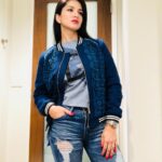 Sunny Leone Instagram - A look I dig a lot. Tight ripped jeans... my @disrupt_india tee created by my little big bro @rannvijaysingha and the jacket by @hipcastle_