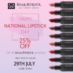 Sunny Leone Instagram - Hey everyone .. I am so excited to announce that @starstruckbysl will be offering a flat 25% discount on all its products on The National Lipstick day!! Use code: SUNNY to avail the discount The sale starts tonight at 12am IST only on www.suncitystore.com Pre-register now to get additional discount!! #Sale #lipstick #SunnyLeone #fashion #cosmetics #StarStruckbySL