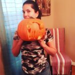 Sunny Leone Instagram - Spooky Halloween is coming! Nisha's first pumpkin carving. She emptied it out and I carved this spooky cat for her!