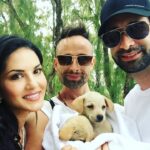 Sunny Leone Instagram - @richardkrocil held them for hours so they would feel safe and protected. @dirrty99 and I are so lucky to have good people around us. :)