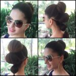 Sunny Leone Instagram - Bubble pony and natural make up with a pink lip :) thanks @nina_sagri and @tomasmoucka