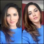 Sunny Leone Instagram – Simple pretty blow dry with side part by @tomasmoucka and blue toned eyes and pale pink lip by @nitashawahi loved this you two!!