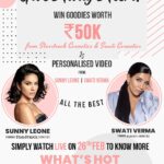 Sunny Leone Instagram - 🎁💸 GIVEAWAY ALERT 💸🎁 Who wants to win a special video from me and @swativerma as well as Goodies worth ₹50,000 from @starstruckbysl & @swaticosmetics !! All you have to do is watch the LIVE tomorrow at 9.30Pm IST and win the contest that will be announced during our #WhatsHotWhatsNot LIVE Are you excited to win and discuss the latest trends in makeup industry 💋💄 LIVE is presented by @lifestylestores #SunnyLeone #swativerma #makeup #makeupartist #crueltyfreemakeup
