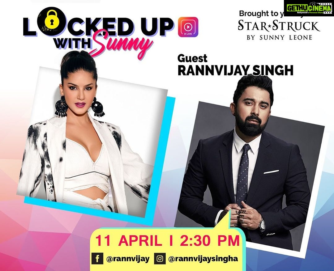 Sunny Leone Instagram - Hey everyone!! I am so happy to announce that my bro @rannvijaysingha will be the next guest on @lockedupwithsunny today! It's going to be a super fun session!! #LockedUpWithSunny #SunnyLeone Sunny Leone