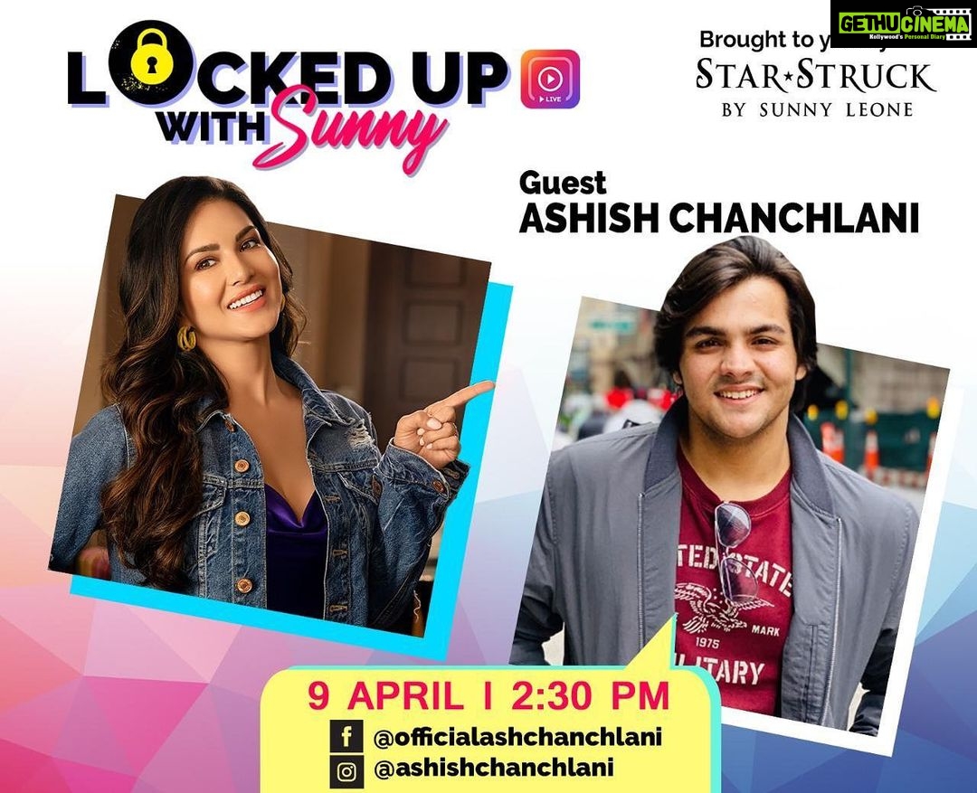 Sunny Leone Instagram - Hey everyone!! Going to have @ashishchanchlani on @lockedupwithsunny tomorrow! It’s going to be a fun filled session!! #lockupwithsunny
