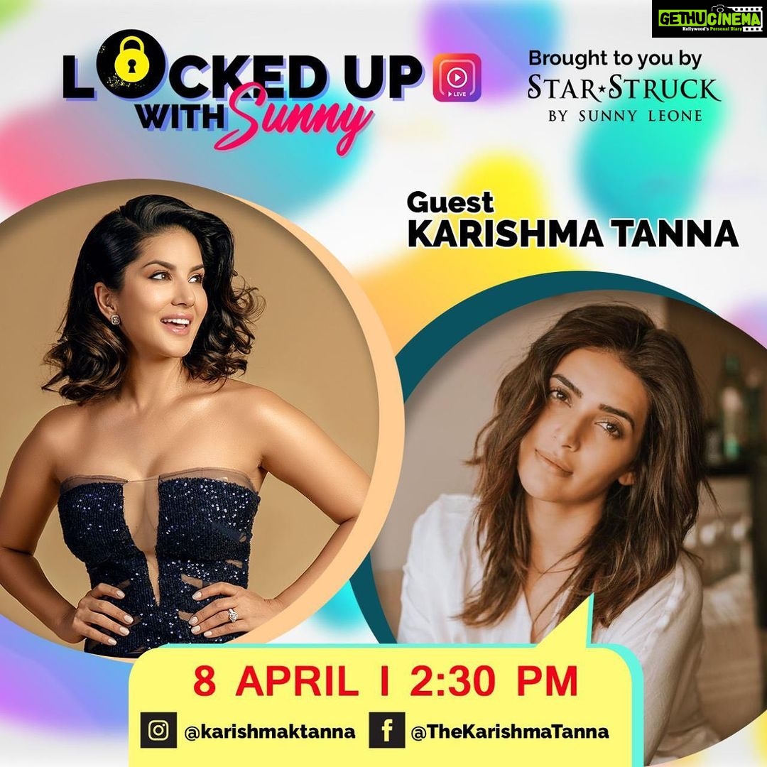 Sunny Leone Instagram - Hey everyone! @karishmaktanna is joining me today on @lockedupwithsunny So excited because we have known each other for a very long time! So happy to have her a part of this!! #lockedupwithsunny