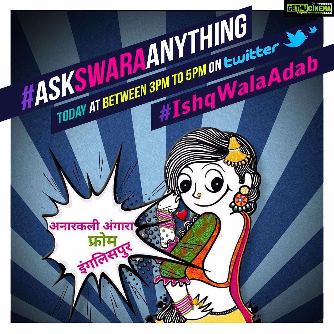 Swara Bhaskar Instagram - #happyvalentinesday all you lovelies! Let's do something fun on this VDAY. Shoot your questions & I shall try & answer them all. #AskSwaraAnything on #twitter @ 3-5pm TODAY! Also #AnaarkaliOfAarah will send your #IshqWalaAdab to your loved ones same time today... So send in your messages and questions on twitter to @ReallySwara 3-5pm!!!! See you online ❤❤❤❤