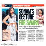 Swara Bhaskar Instagram - Sonam thats my caption!!!! Thank u so much for standing by me in everything i do!!! ❤❤😘😘 #Repost @sonamkapoor with @repostapp ・・・ The one person who has my back at all times, my behen and one of my best friends @reallyswara . Her new movie #anarkaliofaaraah is going to be out soon and I have the honour of putting it out there. @reallyswara you're the most talented and amazing individual and it is my honour to be your friend.