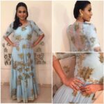 Swara Bhaskar Instagram - Going sky blue in @diyarajvvir anaarkali with cape and jewelry by @paroma9 with @amrapalijewels rings.. for #rangoli #Doordarshan shoot styled by @rupacj with make up: brijbhaskar chaurasia and hair: sasmita dash ❤️❤️❤️