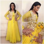 Swara Bhaskar Instagram - Being a #sunflower in @yashodharaofficial anaarkali and jewellery by @paroma9 for #rangoli #Doordarshan shoot.. styled by @rupacj makeup: brijbhaskar chaurasia, hair: sasmita dash #peeliladki #sunnysunny #sunnysideup