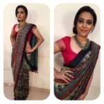 Swara Bhaskar Instagram – One more! यूं ही !! Saree @reshabymedhavini, 
Jewelry @amrapalijewels styled @rupacj for #rangoli #Doordarshan