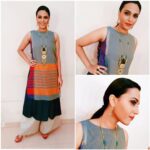 Swara Bhaskar Instagram – In my fave @anitadongregrassroot  with @apalabysumitofficial neckpiece and @amrapalijewels with @shillpapuriidesignerjewellery ring for #doordarshan #Rangoli shoot.. Styled by @rupacj make up: Bhaskar Chaurasia, Hair: Sasmita Dash ❤️❤️❤️❤️ #lovemyteam #workmode #shooting