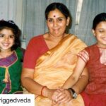 Swara Bhaskar Instagram - Would you believe that the one who couldn't keep her eyes open in front of a camera now makes a living facing the camera!!! :) #destiny #childhood #whatthefutureholdsyouneverknow #Repost @theriggedveda ・・・ Swara and I with our Nani, dressed in festive attire. #dustedfromthearchives