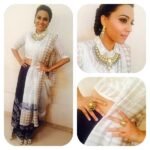 Swara Bhaskar Instagram - For #GandhiJayanti special episode of #doordarshan #Rangoli in a sari I can't remember I got from where :) the amaze @anitadongre crop and @amrapalijewels of course :) This one also styled by me a little and of course @rupacj :) hai na Rupa?? 😋😝
