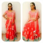 Swara Bhaskar Instagram - And another traditional turn for #Navratri special episode of #doordarshan #Rangoli In @madsamtinzin lehenga choli with my fave @amrapalijewels maang-Tika and also my fave @anmoljewellers kadaa .. Styled by the ever adjusting and encouraging amazing @rupacj ❤️