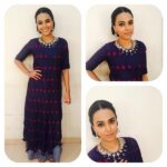 Swara Bhaskar Instagram – In @debashrisamanta dress @subhashini.ornamentals jhumkis @amrapalijewels necklace  ring and haathphool for #Doordarshan #Rangoli shoot styled by @rupacj <3