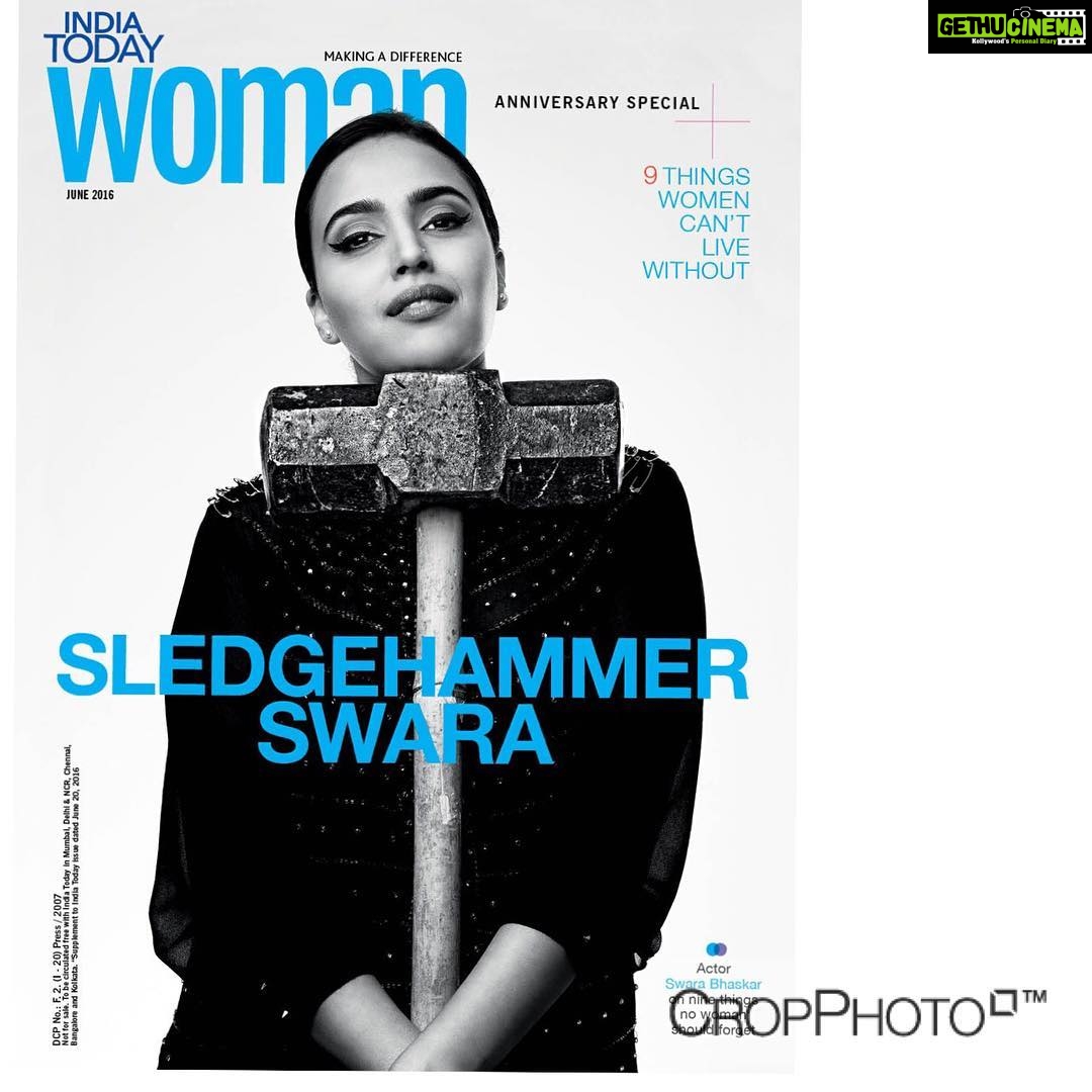 Swara Bhaskar Instagram - In other happy news.. Excited to inaugurate the chapter of career called #covergirl with the finest in the business! #indiatoday #IndiaTodayWoman 9th Anniversary special #girlpower #glamourthatisnotvacuous styled by @aeshy @dibzoo make up # SaraCapela photographer: Bandeep Singh