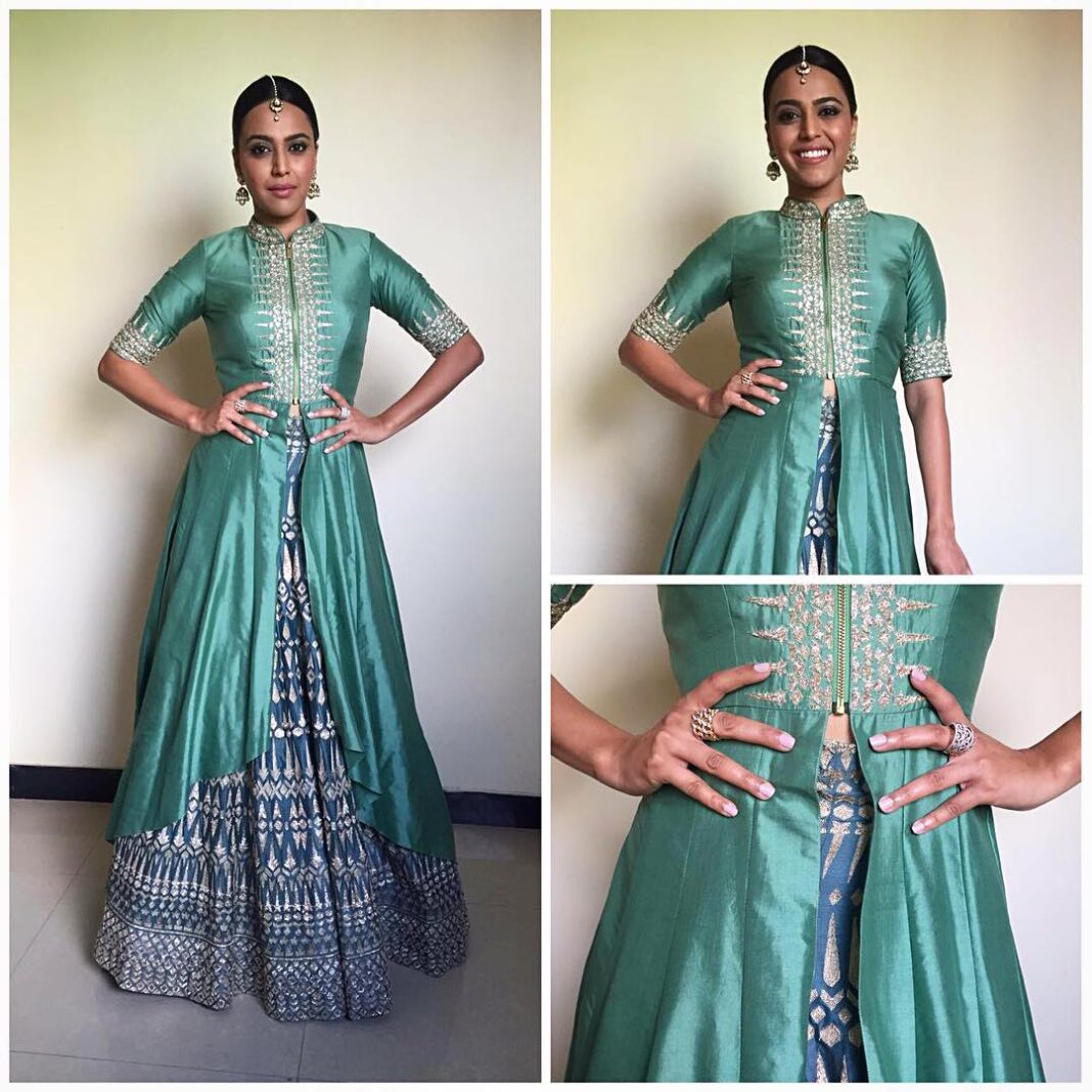 Swara Bhaskar Instagram - For #Doordarshan #PreranaAwards in @svacouture @anmoljewellers @renuoberoifinejewellery .. Styled by @aeshy with @dibzoo #nothingbeatsagoodtraditionallook #fashion #gameface