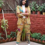 Swara Bhaskar Instagram - Excuse the leaf growing out of my ass .. but how cool is this @suketdhir @suket.dhir pant suit ?!? Special thanks @prifreebee Delhi