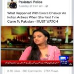 Swara Bhaskar Instagram - So that's what it means to be viral on FB! Shared by no less than Pakistani Police :) Clip from popular chat show #MazaakRaat #DunyaNews #goingviral #BollywoodinPakistan #Bollywood #crossborderdosti #indopakrelations #india #pakistan #actor