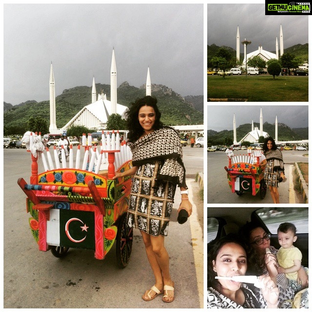 Swara Bhaskar Instagram - Inappropriately dressed and posing in front of the iconic #faisalmosque in beautiful #islamabad #pakistan .. #beyondstereotypes #crossborderdosti #travel