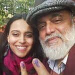 Swara Bhaskar Instagram - New kind of family time! :) Father n daughter exercising our democratic rights together! #DelhiVotes #familyfun #familyvoting #delhi #india #fatherdaughter #family #democracyatwork