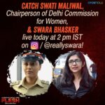 Swara Bhaskar Instagram – Join me in a conversation with @swati_maliwal, Chairperson of Delhi Commission for Women. She has closely worked toward eradicating human trafficking from our society.

Watch us live on my Instagram handle at 2 PM today!

#Flesh @ErosNow @akshay0beroi #SiddharthAnand @dontpanic79 @mahima_makwana @natasastankovic__ @yudi__yudhishtir @vidyamalavade  @udaytikekar @mamta10_10 #PoojaLadhaSurti @ridhimalulla #HumansForSale