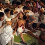 Swara Bhaskar Instagram - Walk in his footsteps, not those of his killers! #martyrsday #india #mahatmagandhi ‘Death of Gandhi' An incredibly powerful painting by Tom Vattakuzhy
