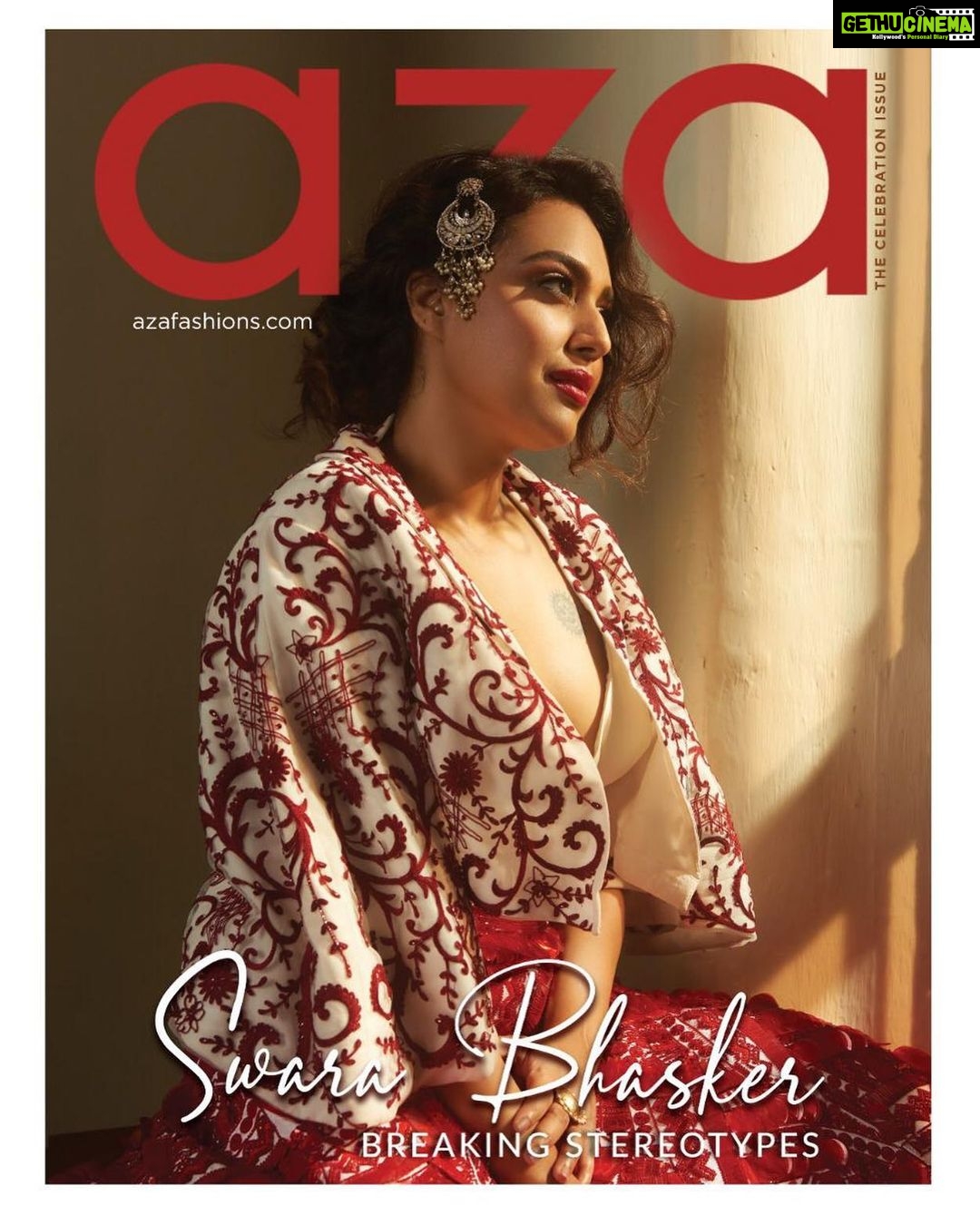 Swara Bhaskar Instagram - Aaaaand here it is @azafashions mag #thecelebrationissue 🥳🥳🥳🥳 Browse the @azafashions magazine at magazine.azafashions.com, or pick up a copy soon at the Aza stores. Outfit: Jacket: @karleofashion , Skirt: @avvantikaasparwani , earring worn as paasaa: @shillpapuriidesignerjewellery , ring Stylist’s own Photography: @gary_dean_taylor Stylist: @dibzoo Creative Direction: @gopalikavirmani Make-Up: @saracapela , Hair: @jrmellocastro PR : @think_ink_communications #covergirl #fashion #allthatglitters