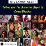 Swara Bhaskar Instagram - Contest Alert!!!! Posted @withrepost • @clovia_fashions 💥Friday Giveaway 💥 Tell us your favourite character played by @reallyswara and stand a chance to win a Clovia Coupon worth Rs.2000 All you have to do is-  1. Follow @clovia_fashions 2. Comment below with your answers 3. Tag two friends and make them follow @clovia_fashions . . . . . #bollywood #movies #swarabhaskar #swara #clovia #swarabhaskarXclovia #giveaway #freebie #giveawayindia